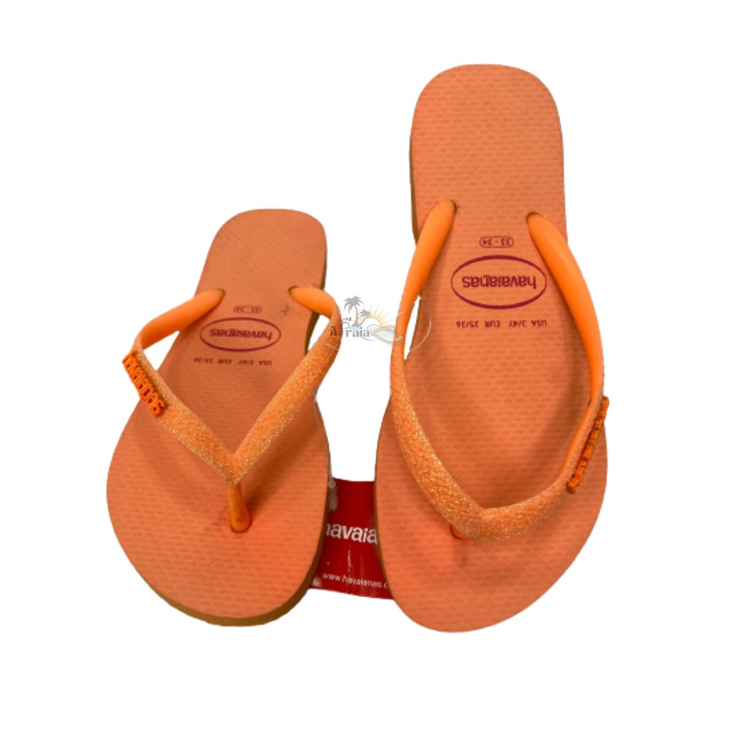 Chinelo Havaianas Slim Glitter Neon Coral Spark