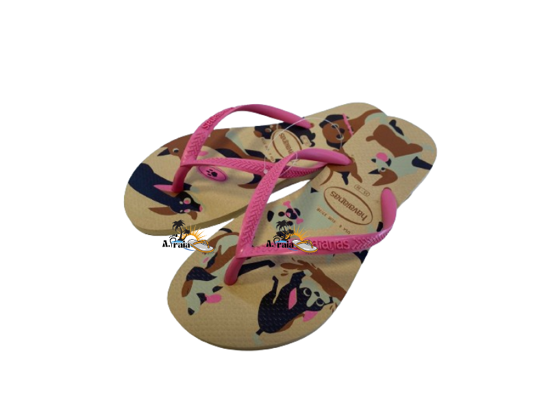 Chinelo Havaianas Slim Pets Dourado