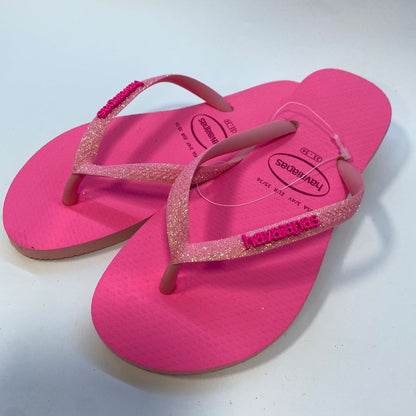 Chinelo Havaianas Slim Glitter Neon Rosa Macaron