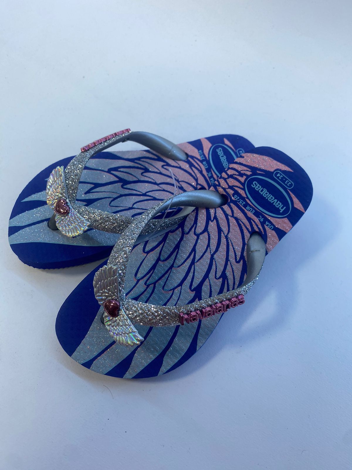 Chinelo Havaianas Slim Kids Glitter II Azul Naval