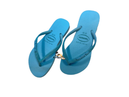 Chinelo Havaianas Slim Glitter Neon Azul Water