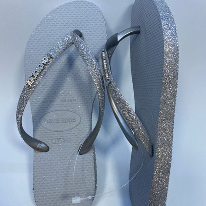 Chinelo Havaianas Slim Sparkle II Cinza Gelo