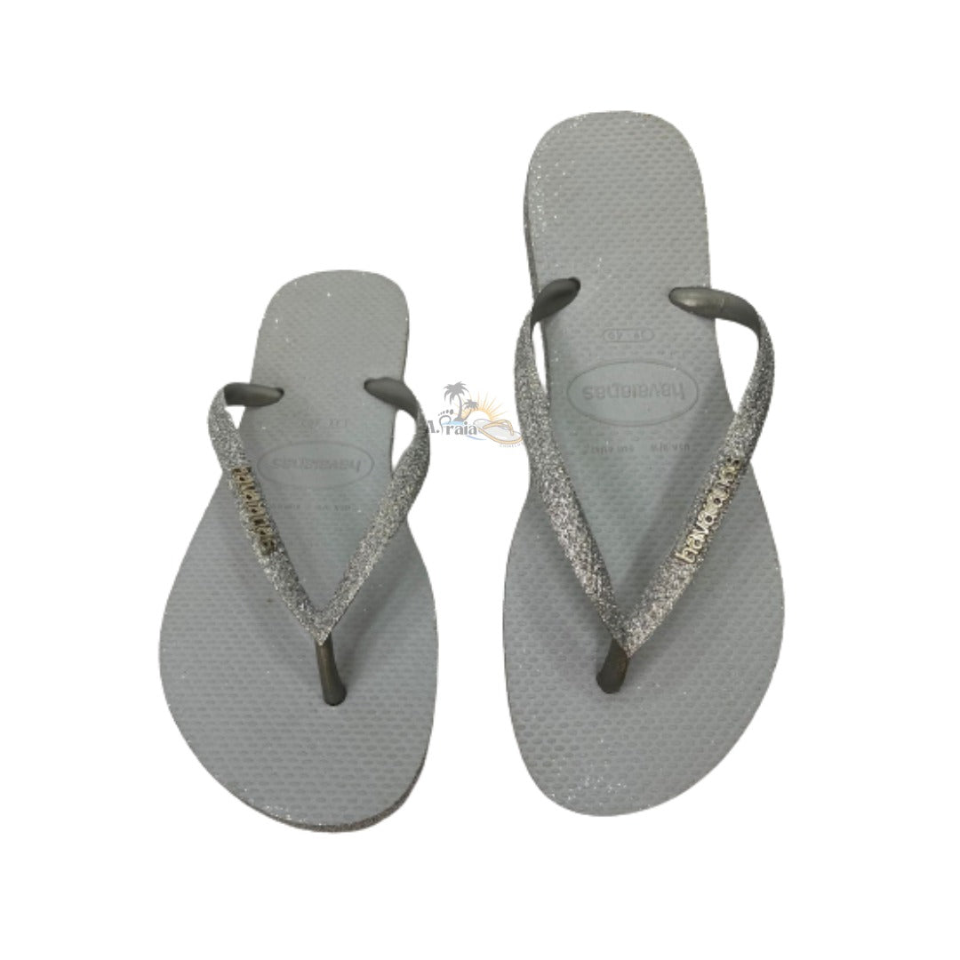 Chinelo Havaianas Slim Sparkle II Cinza Gelo