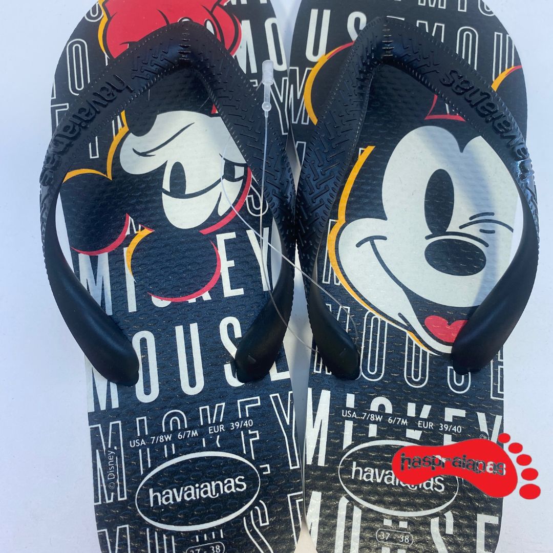 Chinelo Havaianas Top Disney branco e preto