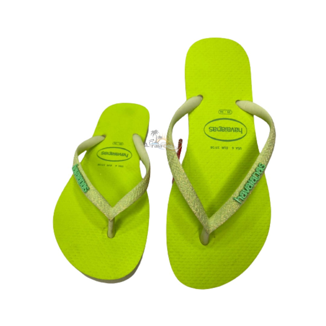 Chinelo Havaianas Slim Glitter Neon Lima