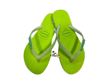 Chinelo Havaianas Slim Glitter Neon Lima