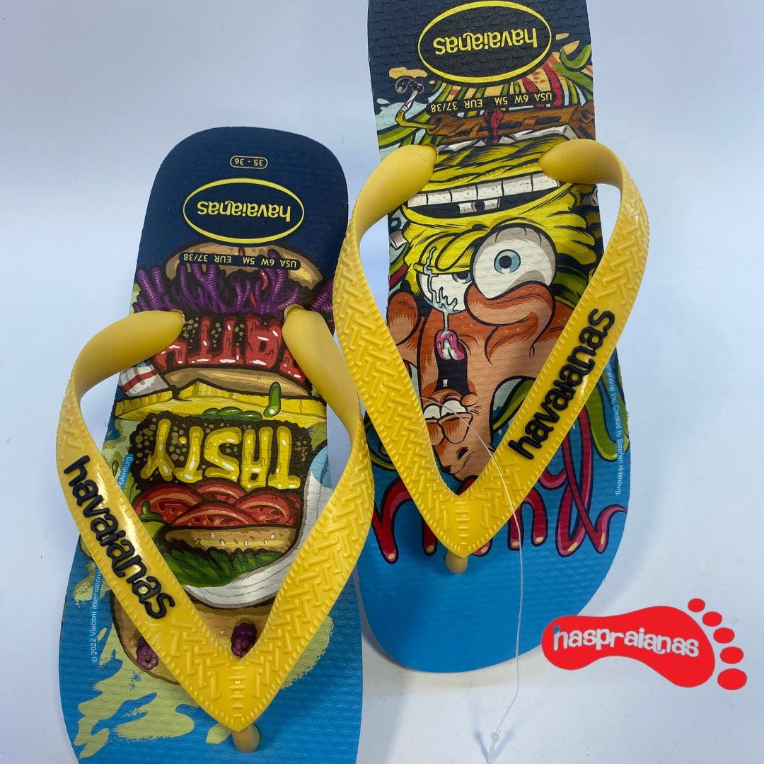 Chinelo Havaianas Kids Top SpongeBob Branco