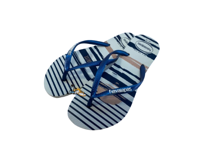 Chinelo Havaianas Slim Nautical Branco /Marinho