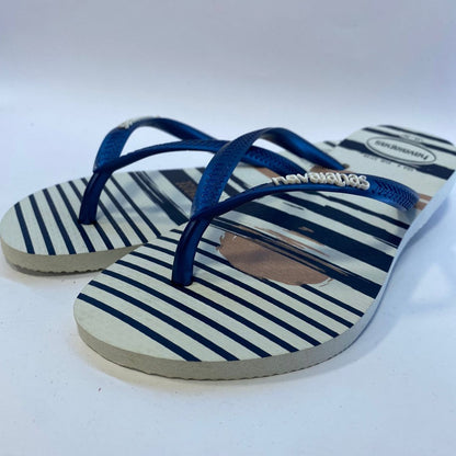 Chinelo Havaianas Slim Nautical Branco /Marinho