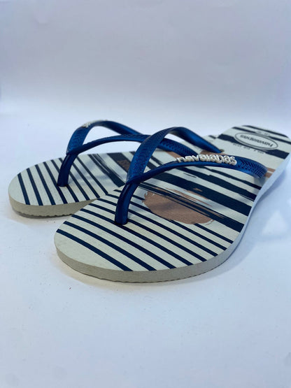 Chinelo Havaianas Slim Nautical Branco /Marinho