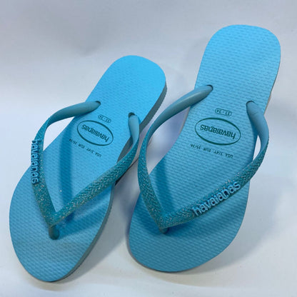 Chinelo Havaianas Slim Glitter Neon Azul Water