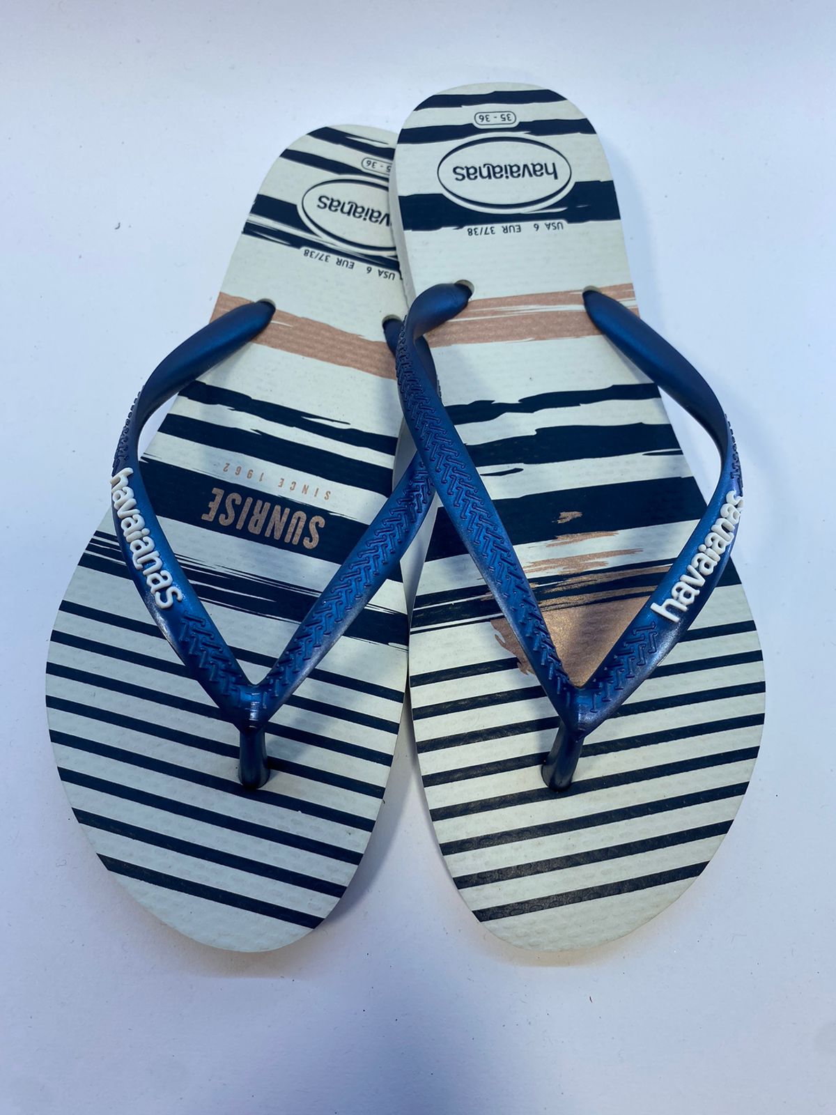 Chinelo Havaianas Slim Nautical Branco /Marinho