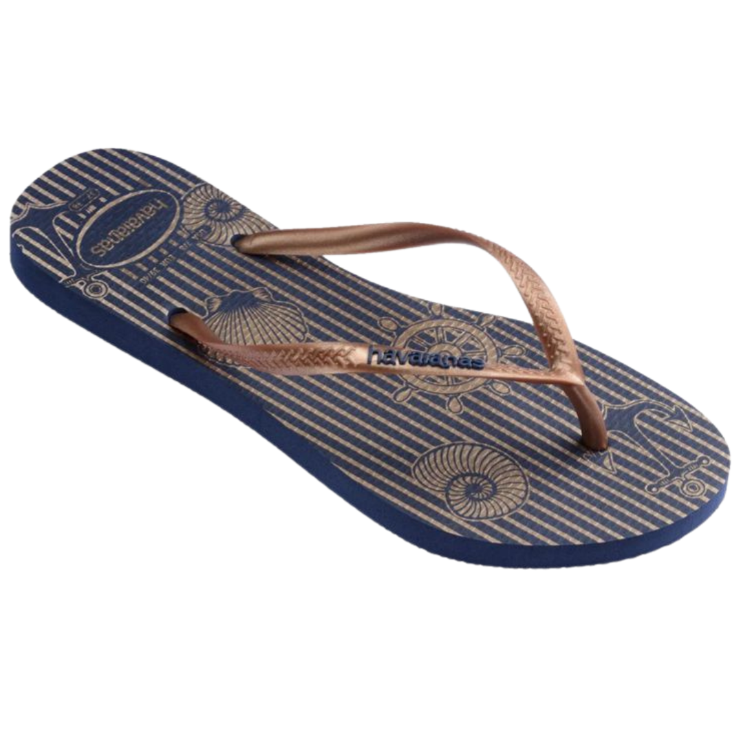Chinelo Havaianas Slim Nautical Branco /Marinho