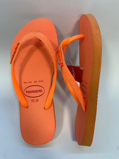 Chinelo Havaianas Slim Glitter Neon Coral Spark