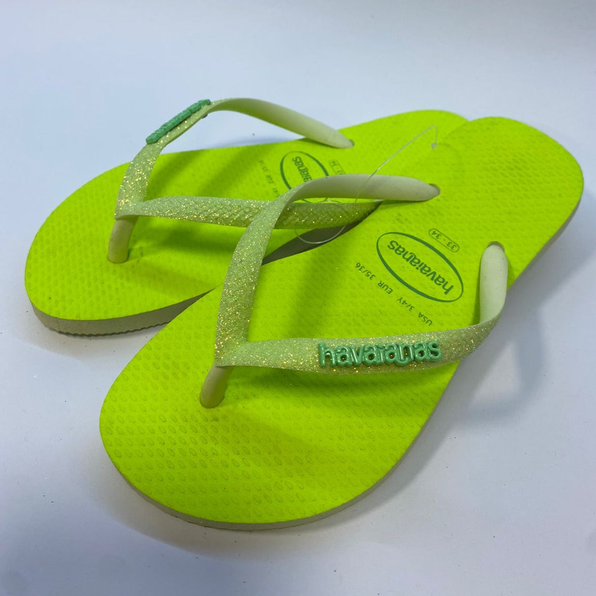 Chinelo Havaianas Slim Glitter Neon Lima