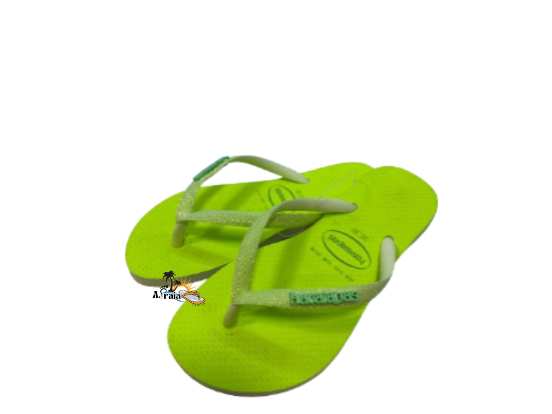 Chinelo Havaianas Slim Glitter Neon Lima