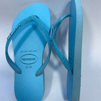 Chinelo Havaianas Slim Glitter Neon Azul Water