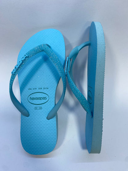 Chinelo Havaianas Slim Glitter Neon Azul Water